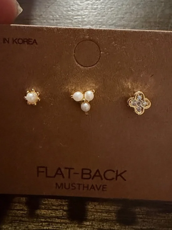 Musthave Gold-Tone Opal Flat-Back Stud Earring Set - 3 Pack - Picture 3 of 3